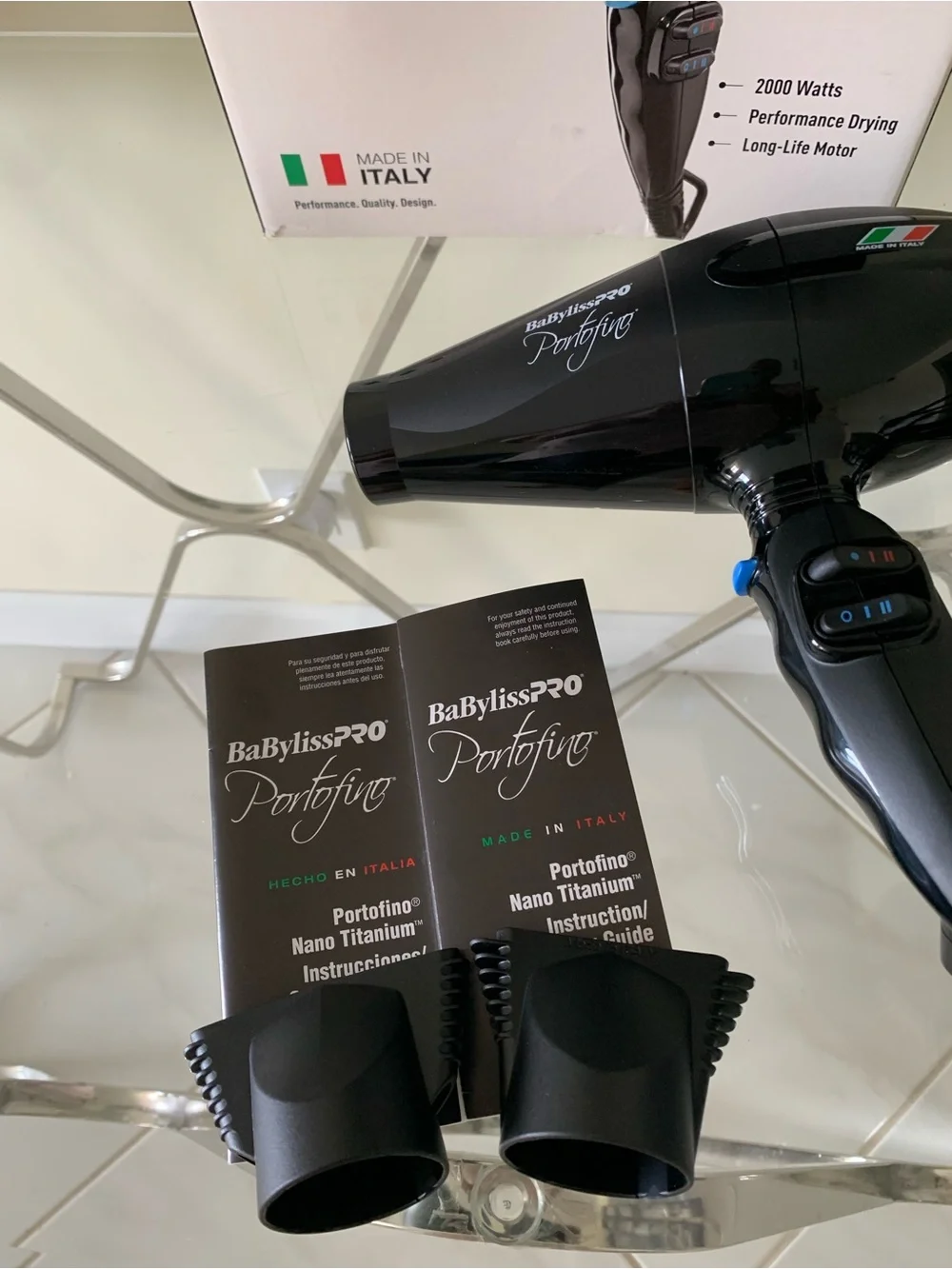 BaBylissPBaBylissPRO Portofino Nano Titanium Hair Dryer 2000 Watts Made in Italy